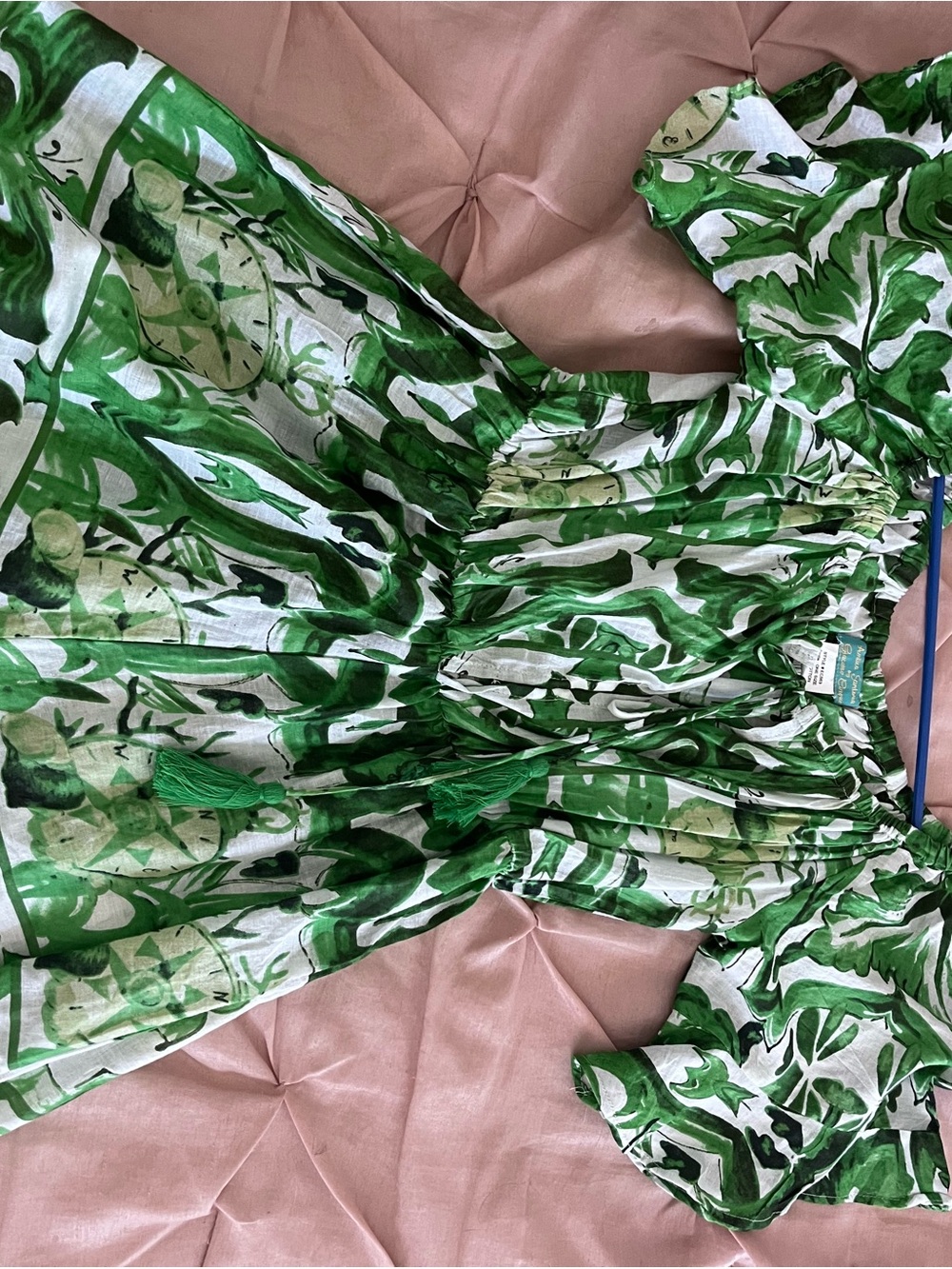 Green Printed Off-Shoulder Jumpsuit